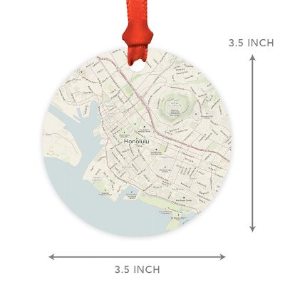 Wood MDF Ornament  Honolulu, Hawaii Map Image 1