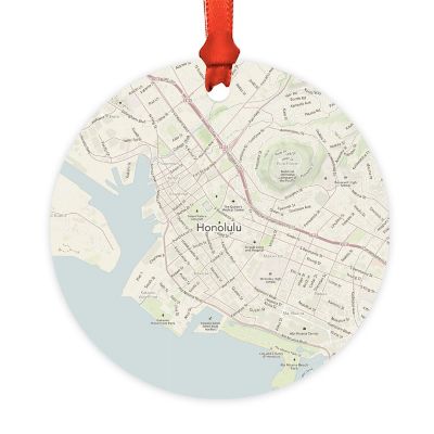 Wood MDF Ornament  Honolulu, Hawaii Map Image 3
