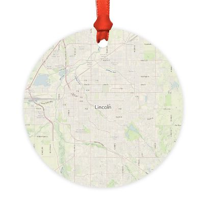 Wood MDF Ornament  Lincoln, Nebraska Map Image 1
