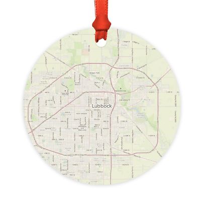Wood MDF Ornament  Lubbock, Texas Map Image 1