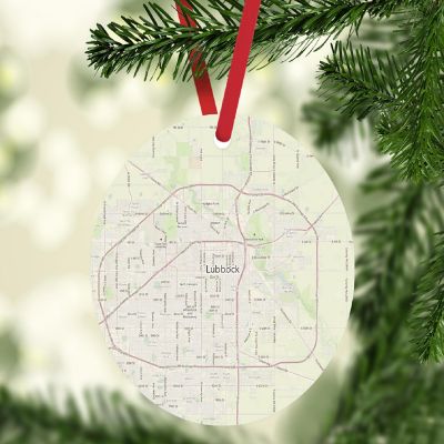 Wood MDF Ornament  Lubbock, Texas Map Image 2