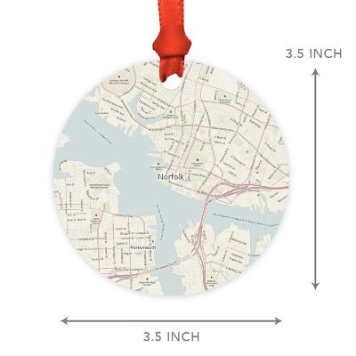 Wood MDF Ornament  Norfolk, Virginia Map Image 1
