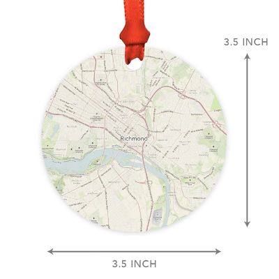 Wood MDF Ornament Richmond, Virginia Map Image 1