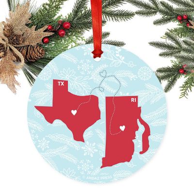 Wood MDF Ornament Texas &amp; Rhode Island Image 1