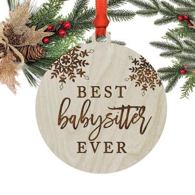 Wood Ornament Babysitter Ever Snowflakes Image 1