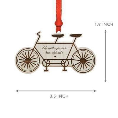 Wood Ornament Beautiful Double Bicycle Image 2