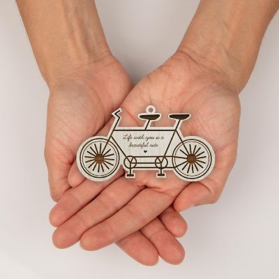 Wood Ornament Beautiful Double Bicycle Image 3