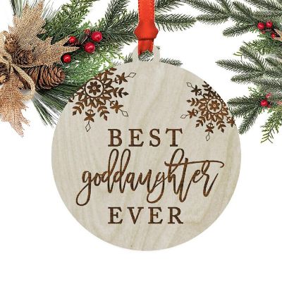 Wood Ornament Best Goddaughter Ever Snow Image 1