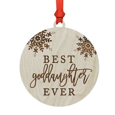 Wood Ornament Best Goddaughter Ever Snow Image 1