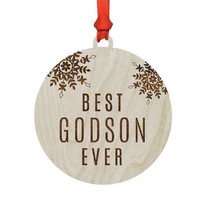 Wood Ornament Best Godson Ever Snowflake Image 1