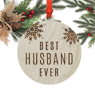 Wood Ornament Best Husband Ever Snow Image 1
