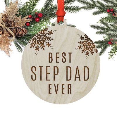 Wood Ornament Best Step Dad Ever Snow Image 1