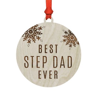 Wood Ornament Best Step Dad Ever Snow Image 1