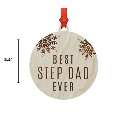 Wood Ornament Best Step Dad Ever Snow Image 2