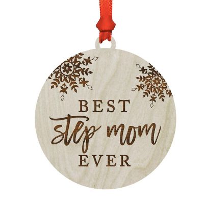 Wood Ornament Best Step Mom Ever Snow Image 1
