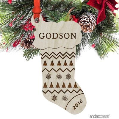 Wood Ornament Best Teacher Ever Stocking Image 1