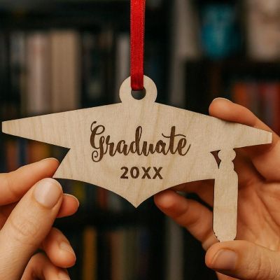 Wood Ornament Graduate Grad Hat Shape Image 1