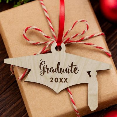 Wood Ornament Graduate Grad Hat Shape Image 2