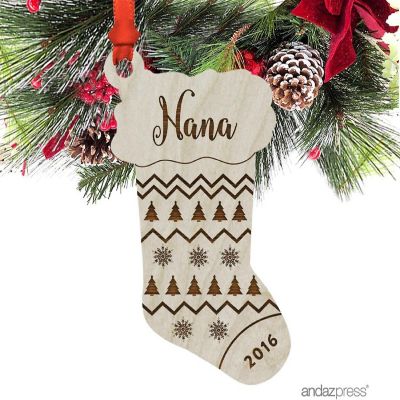 Wood Ornament Nana Stocking Shape Image 1