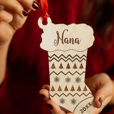 Wood Ornament Nana Stocking Shape Image 1