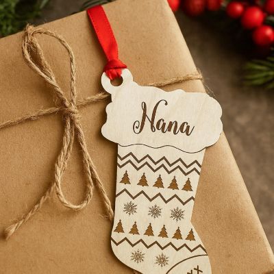 Wood Ornament Nana Stocking Shape Image 2
