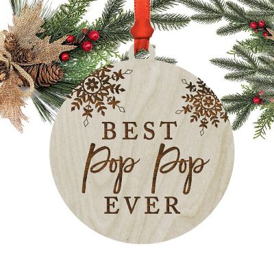 Wood Ornament Pop Pop Ever Snowflakes Image 1