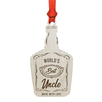 Wood Ornament Whiskey World Best Uncle Image 1