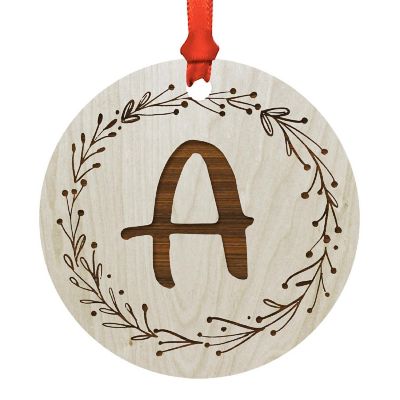 Wood Ornament Wreath Letter A Image 1
