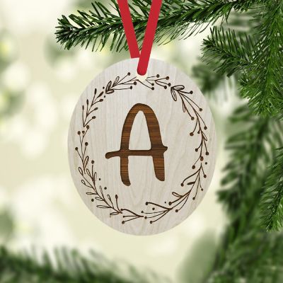 Wood Ornament Wreath Letter A Image 1