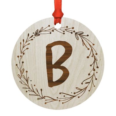 Wood Ornament Wreath Letter B Image 1