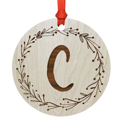Wood Ornament Wreath Letter C Image 1