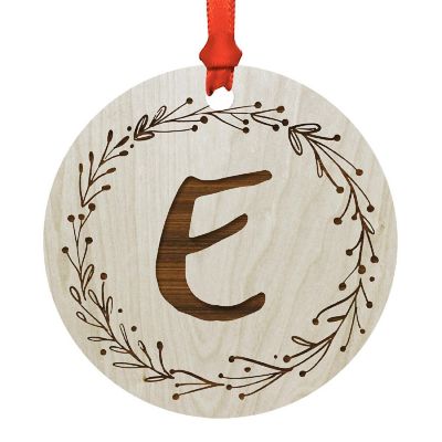 Wood Ornament Wreath Letter E Image 1