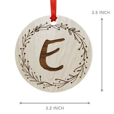 Wood Ornament Wreath Letter E Image 2
