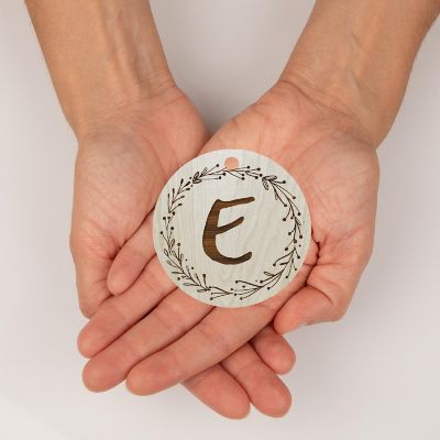 Wood Ornament Wreath Letter E Image 3