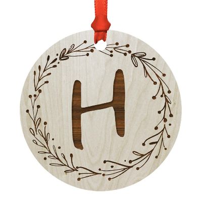Wood Ornament Wreath Letter H Image 1