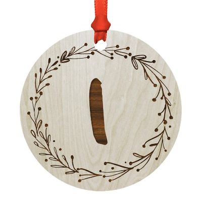 Wood Ornament Wreath Letter I Image 1