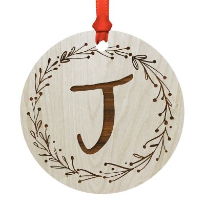 Wood Ornament Wreath Letter J Image 1