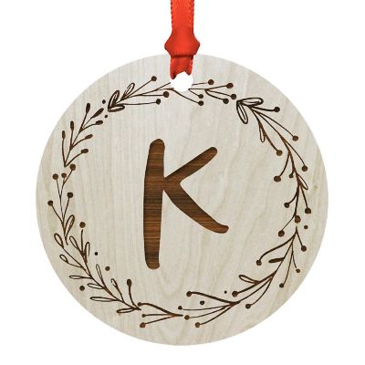 Wood Ornament Wreath Letter K Image 1