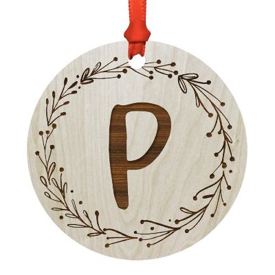 Wood Ornament Wreath Letter P Image 1