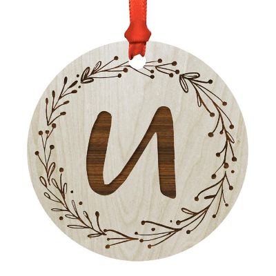 Wood Ornament Wreath Letter U Image 1