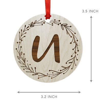 Wood Ornament Wreath Letter U Image 2