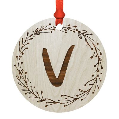 Wood Ornament Wreath Letter V Image 1