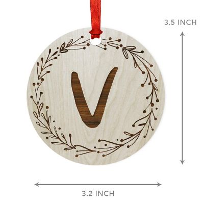 Wood Ornament Wreath Letter V Image 2