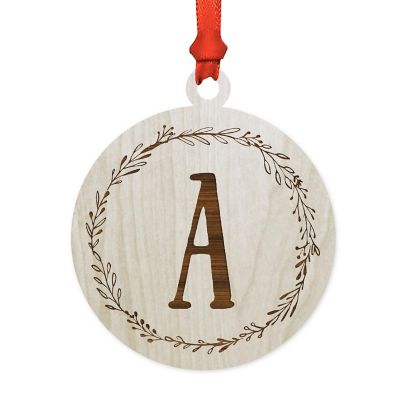 Wood Round Ornament Letter A Image 1