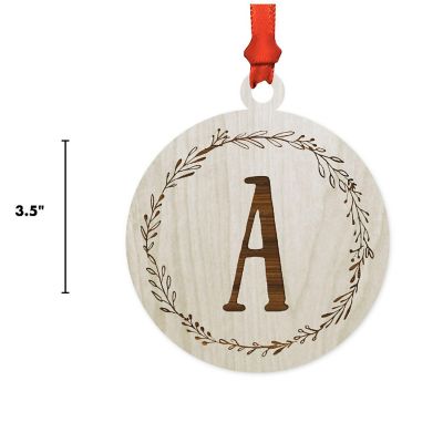 Wood Round Ornament Letter A Image 2