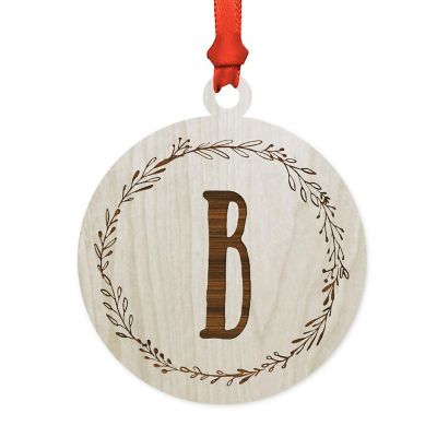 Wood Round Ornament Letter B Image 1