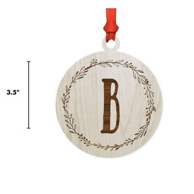 Wood Round Ornament Letter B Image 2