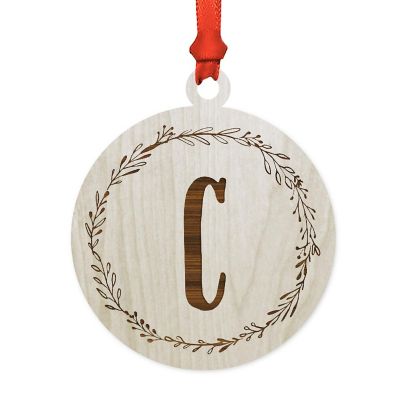 Wood Round Ornament Letter C Image 1