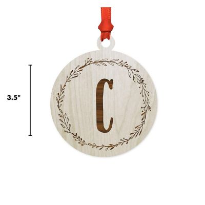 Wood Round Ornament Letter C Image 2