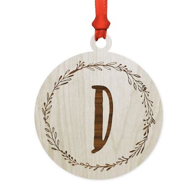 Wood Round Ornament Letter D Image 1